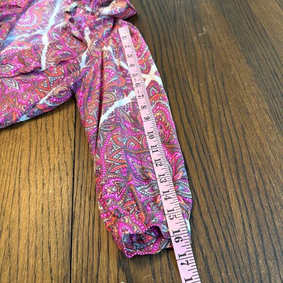 Alice & Trixie 100% Silk Designer Dress Pink Boho Paisley Women's sz XS Ruffles - Picture 10 of 13